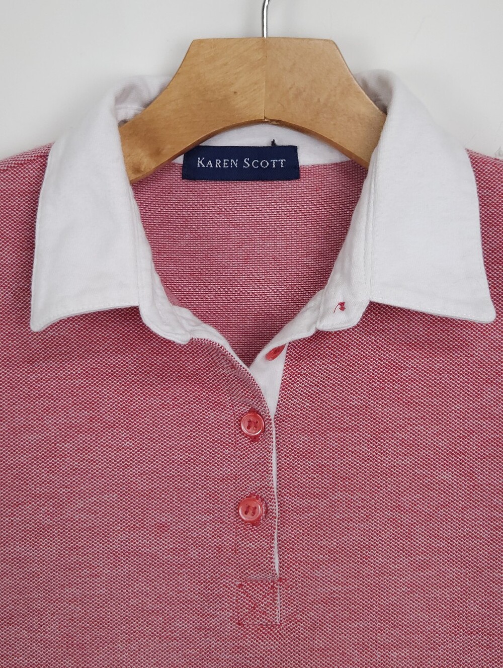 Karen Scott Sleeveless Polo Shirt S Heather Red Cotton Blend Golf Preppy Casual - Picture 6 of 8